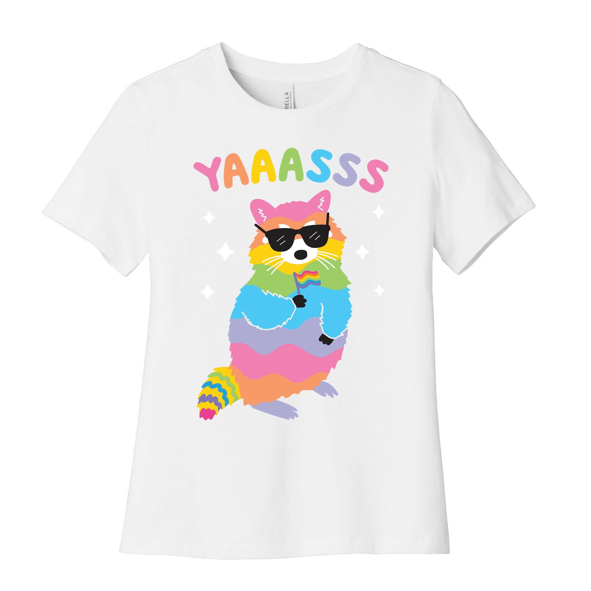 Yas Rainbow Raccoon Women's Cotton Tee